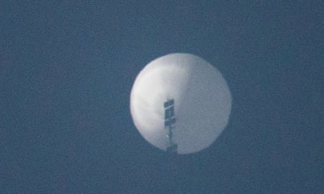 A balloon, believed to be a Chinese spy balloon, flies in the sky over Billings, Montana, on 1 February 2023 in this picture obtained from social media. 