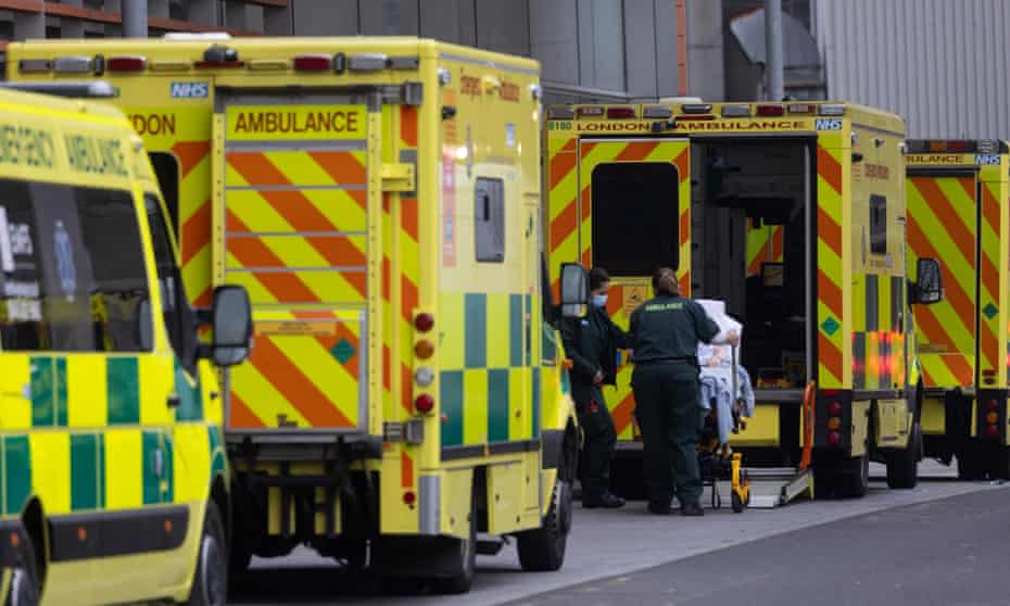 An ambulance crew outside the Royal London hospital in Whitechapel