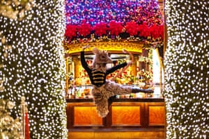 A Scottish Ballet dancer poses as The Rat King in a bar in Edinburgh, Scotland