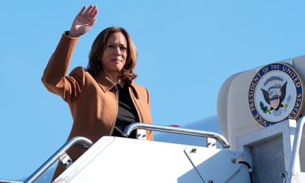 Kamala Harris boards Air Force Two in Houston, Texas on 26 October 2024.