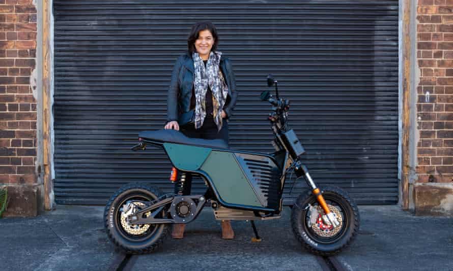Michelle Nazzari, co-founder of Fonz Moto with one of her electric bikes