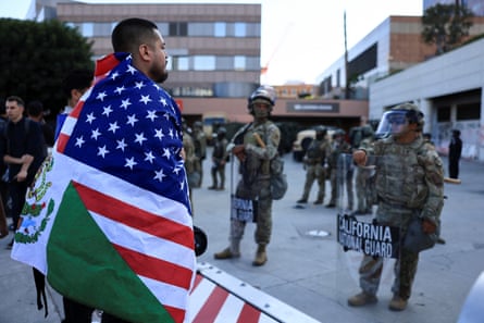a man wrapped in a flag