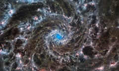 A composite picture from James Webb space telescope and Hubble space telescope shows the heart of M74, otherwise known as the Phantom Galaxy.