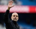 Pep Guardiola waves to the crowd