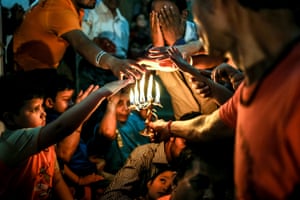 Dhaka, Bangladesh Hindu believers celebrate Rakher Upabash in the Lokenath Brahmachari Temple