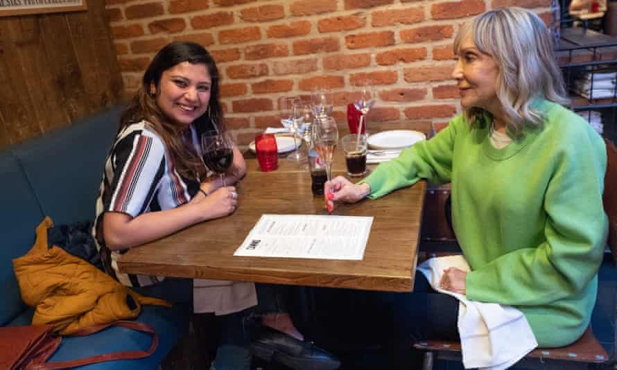 Dining across the dividers Pankhuri (left) and Caroline