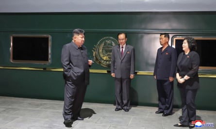 North Korea's leader Kim Jong-un as he departs from Pyongyang on 2 September.