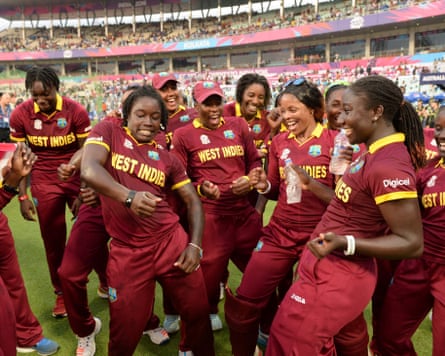 The West Indies team dance to celebrate beating Australia to win the 2016 women’s T20 World Cup.