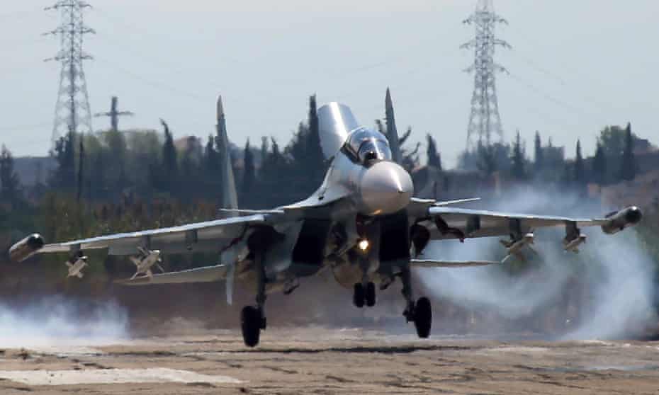 Russia’s Sukhoi Su-30 fighter jet lands at Hmeymim airbase in Syria