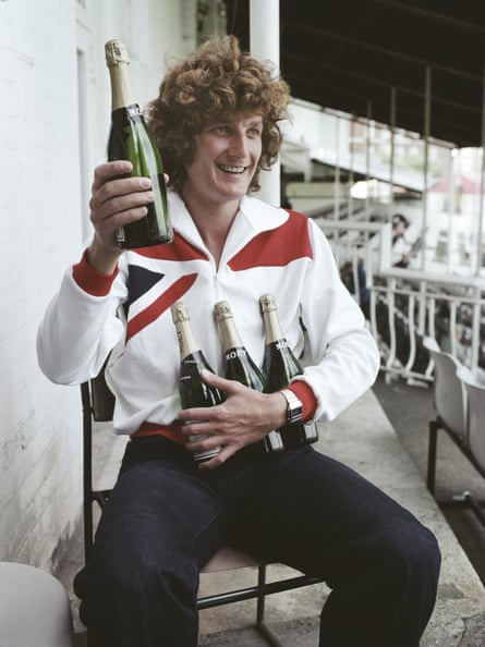 Bob Willis celebrating being the leading wicket-taker of the 1977 Ashes Test series.