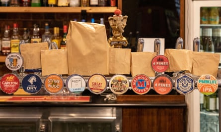 Paper bags placed on beer taps to indicate availability. Stone &amp; Wood maker Fermentum had been considering listing on the ASX before agreeing to a buyout by Lion.