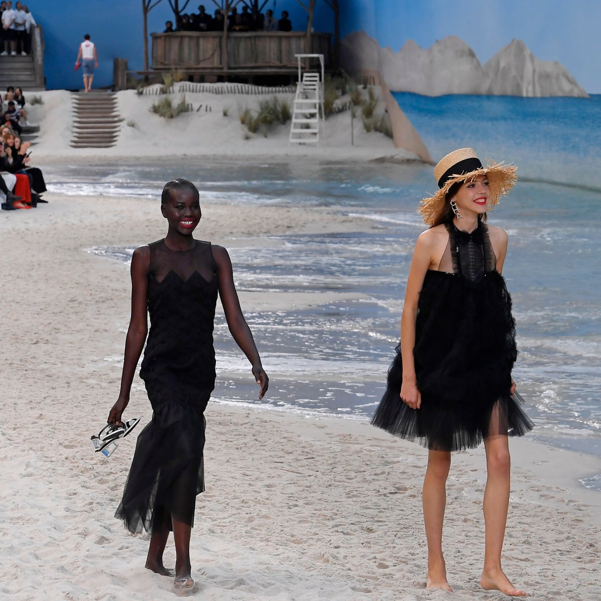 Karl Lagerfeld makes waves with catwalk beach at Chanel show, Chanel