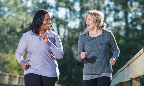 Middle-aged women jogging