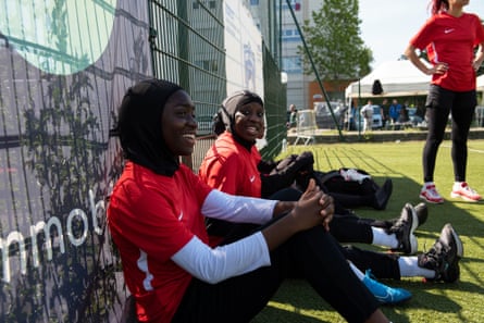 Karthoum Dembélé with other women from Les Hijabeuses at the Women's Urban Cup organised by Urban Jeunesse Academy.