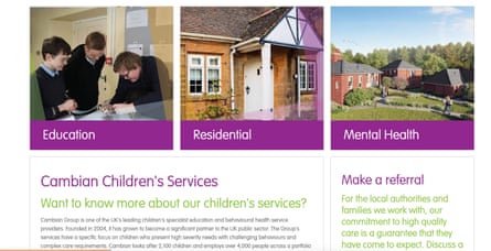 A screenshot of Cambian's website