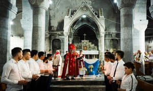 Maundy Thursday mass at the Church of the Immaculate Conception in Hamdaniya