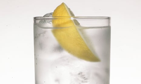 Photograph of vodka and tonic.