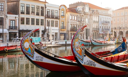 Gondolas on the water in Aveiro, Portugal