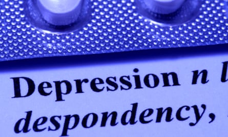 AYJH54 Anti-depressant Citalopram with the dictionary definition of the word depression