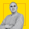 Portrait of John Crace against a yellow background