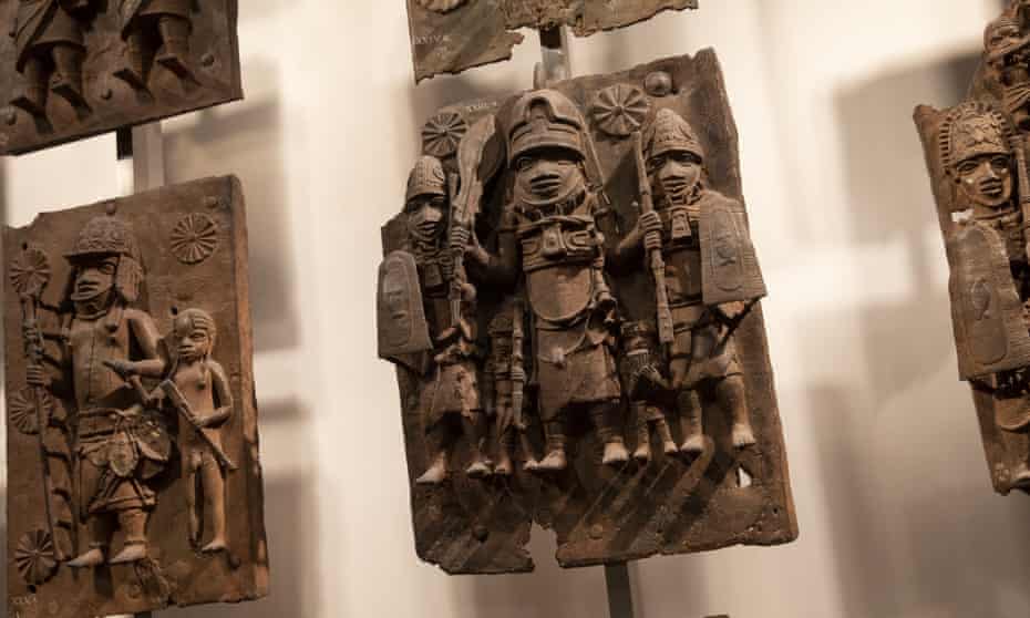 Plaques from the royal palace of Benin on display in the British Museum