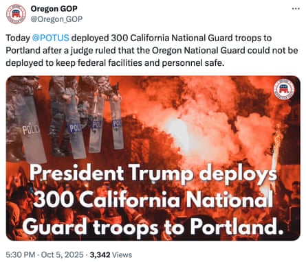 A screenshot of a post on X from the Oregon Republican party, posted on Sunday.