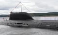 Russia’s Kazan nuclear-powered submarine takes part in a naval parade in Kola Bay, Russia, 25 July 2021.