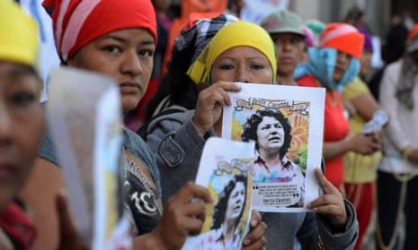 Indigenous Lenca women protest against the murder of Berta Cáceres last year.
