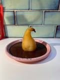 Max Rocha poire belle helene: an ’intensely flavoured but thin sauce’. Thumbnail pics by Felicity.