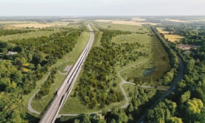 Another architect's impression showing how the HS2 line and the surrounding pasture, wetland and grassland will appear.