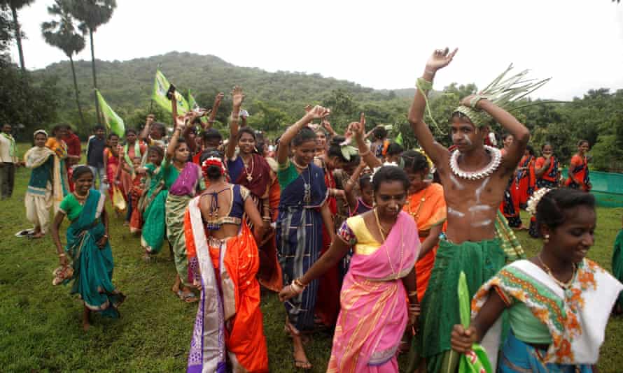 Adivasi people dance during the 2020 International Day of the World’s Indigenous People.