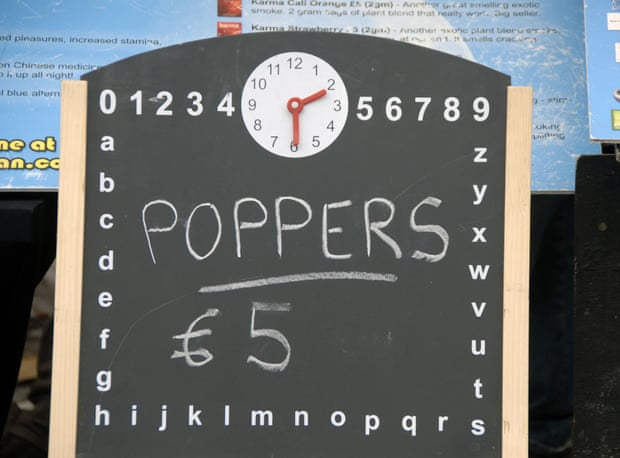 A board selling poppers