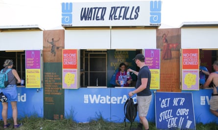 A WaterAid refill station at Glastonbury festival in Somerset.