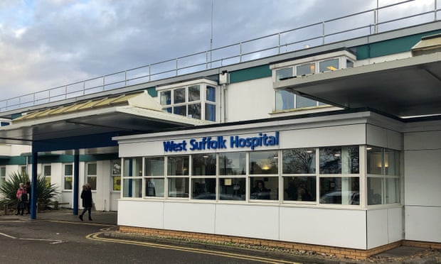 Entrance to West Suffolk hospital in Bury St Edmunds