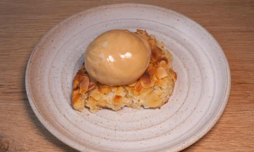 honey cake with salted caramel ice cream.