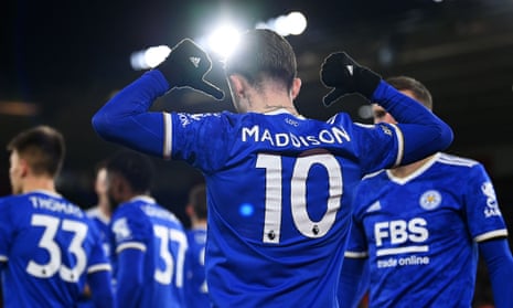 James Maddison turns his back on the Leicester fans as he celebrates his goal that gave Leicester a 2-2 draw at Southampton