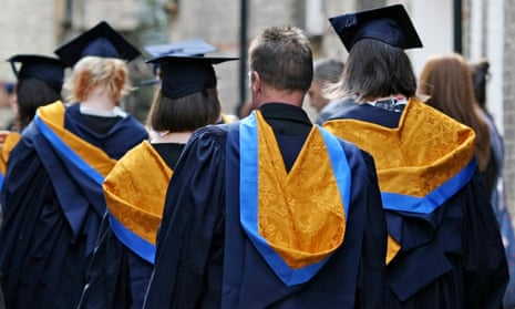 Graduating students seen from behind