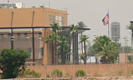American flag flying outside the US embassy in Baghdad