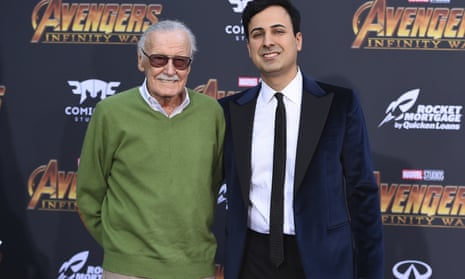 Stan Lee with Keya Morgan in April 2018 at the premiere of Avengers: Infinity War.