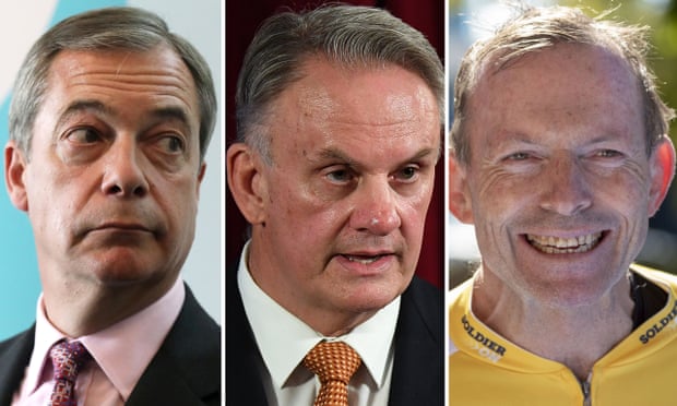 (L-R): Brexit campaigner Nigel Farage, NSW One Nation politician Mark Latham and former Australian prime minister Tony Abbott will be appearing at Australia’s first Conservative Political Action Conference (CPAC) in Sydney in August.