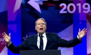El director ejecutivo de la NRA, Wayne LaPierre, se dirigió a CPac 2019, en Oxon Hill, Maryland, a principios de este año.