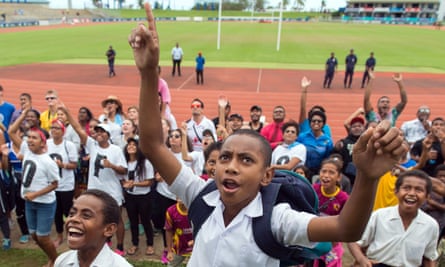 Fijians celebrating the win
