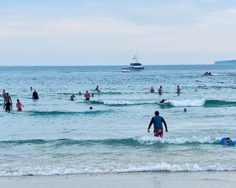 NSW water police patrolling just off Bondi beach.