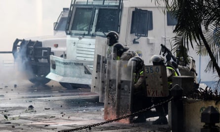 Riot police in Caracas.