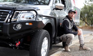 Rhys Jones with his work car in Tea Tree Gully