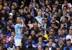 Manchester City’s Gabriel Jesus celebrates after scoring his side’s opening goal.
