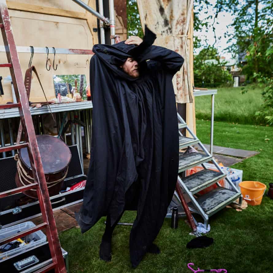 Samuel Lane gets into costume as Apparition Three backstage at King’s Ely