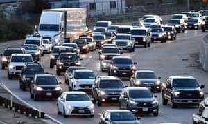Drivers wait in traffic during the morning rush hour commute in Los Angeles last month.