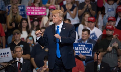 Donald Trump interacts at a rally at in Wilkes-Barre, Pennsylvania, USA on 2 August.