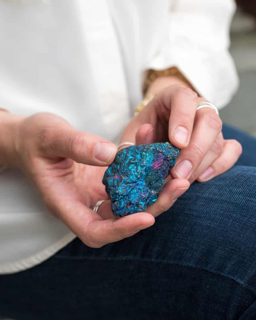 Lucy Crane holding a colourful rock